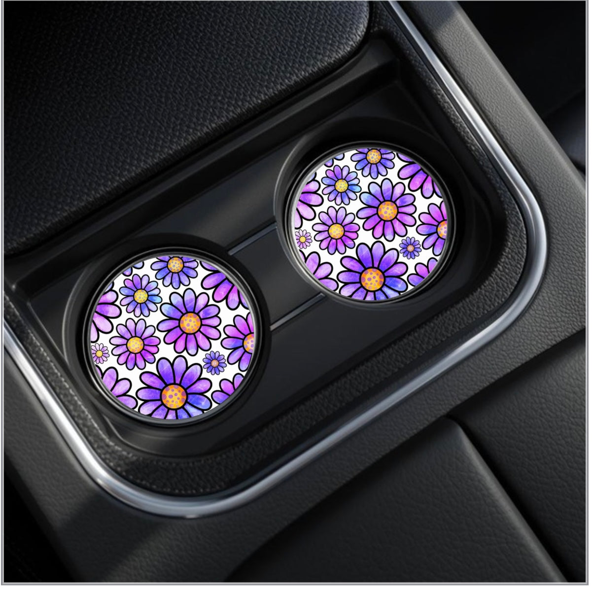 Purple flower car coasters